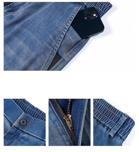 Men's Summer Jeans Thin Straight Denim Pants Classic Business Casual Stretch Comfortable Loose Trousers4