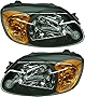 Evan-Fischer Headlight Set Compatible with 2003-2006 Hyundai Accent Left Driver and Right Passenger Side Halogen With bulb(s)