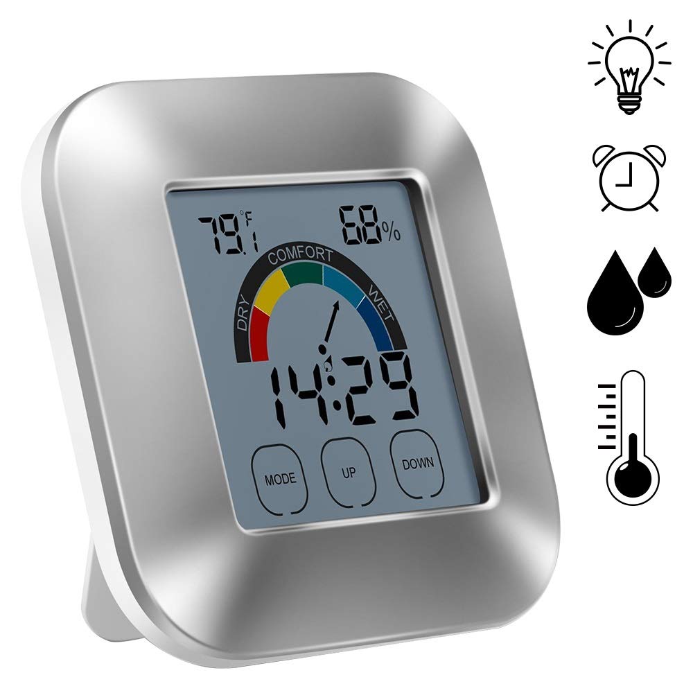 JFDBGU TERMOMETRO Digitale Igrometro Igelo Comfort Indicazione Smart Touchscreen Colorful Screen Retroilluminazione Stazione meteorologica per Interni