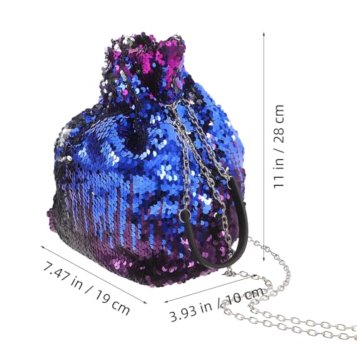 Bolso azul de lentejuelas para mujer 19x10x26 cm miniatura 4