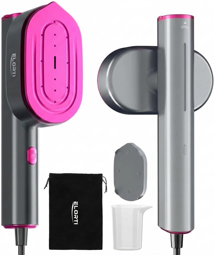 Steamer for Clothes Handheld - Travel Steamer & Steam Iron 2-in-1, 1200W Portable Garment Steamer, Foldable Mini Iron with Rotatable Handle, 15s Fast Heat-Up Wrinkle Remover for Travel & Home