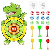 👉【Gran juego de dardos】La diana de juguete de dinosaurio mide 46 cm de diámetro y 76 cm de longitud; El juego también incluye 12 bolas de pegamento, 6 dardos y 2 ganchos de pegamento. El dinosaurio es tan lindo y animado que a los niños les encantará. Se puede colgar en la habitación de los niños o en la sala de estar como una linda decoración de dinosaurio.
