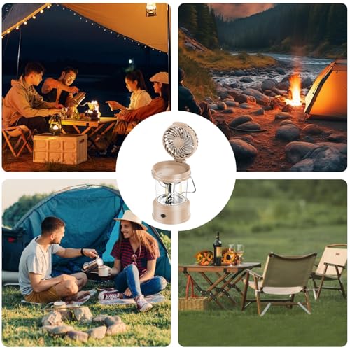 Fans rechargeables pour le camping, les fans de camping avec lumière, lumière de ventilateur portable pliable avec crochets, accessoire de bureau léger, accessoires de camping pour la – Image 5