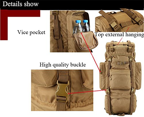 Greenpromise 70L Metal Holder Backpack Outdoor Sports Bag Military Tactical Bags Hiking Camping Waterproof Wear-Resistant Nylon Bag - Image 7
