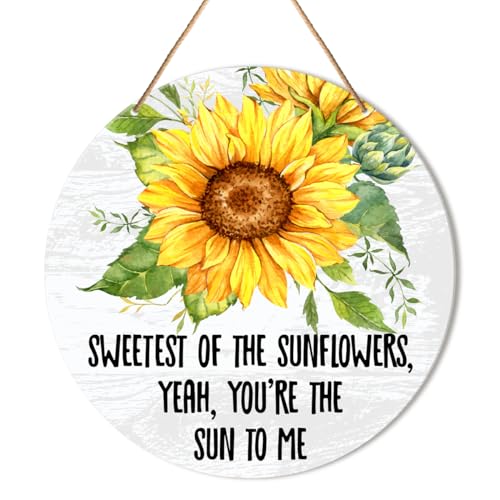 Image of Muktoujaumai Baby Girl Nursery Wall Decor, Sunflower Hanging Sign for Bedroom, Playroom - Wood Decoration, Gift for Newborn, Toddler - You're The Sun to Me