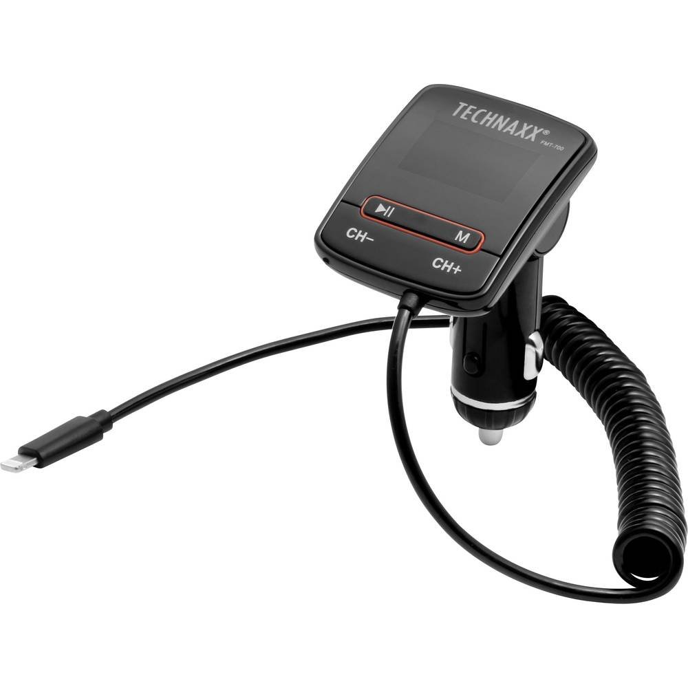 Transmisor FM Technaxx con función de Carga/reproducción de música - Pantalla LCD, 4 presintonías de frecuencia FM Personalizadas, Salida de Carga de 5 V/2,4 A - Cargador de teléfono FMT700