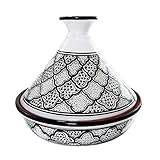 Le Souk Ceramique Cookable Tagine, Black and White Honey Design