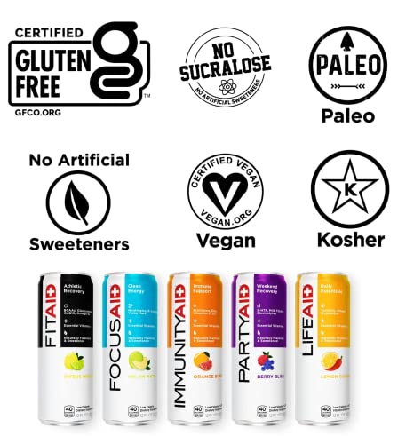Image of FITAID Post Workout Recovery Drink, Strawberry Lemonade, BCAAs, Glucosamine, Electrolytes, All In One Can, Paleo, Vegan & Gluten-Free, 40 Calories, 12 Fl Oz (Pack of 24)
