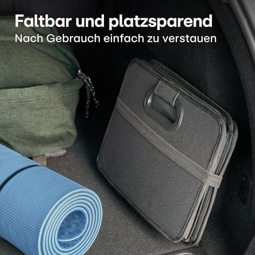 Praknu Kofferraum Organizer Faltbar XL – 3 Flexible Fächer mit 5 Taschen – Rutschfest – Ideale Größe für Ordnung im Auto – Robust & Wasserabweisend aus Oxford Gewebe - Auto Zubehör Innenraum Organizer