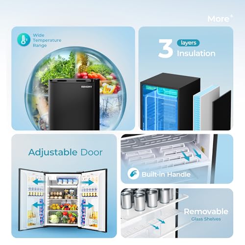EUHOMY 4.4 Cu.Ft Fridge with Freezer, Single Door Compact Refrigerator, Adjustable Thermostat, Mini Refrigerator Energy Saving, Mini fridge for Bedroom, Dorm, Office, Black on Fridge.com