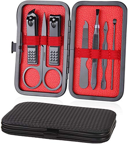 Maniküre Set,7-teiliges Professionelles Edelstahl Nagelknipser Kit Pediküre Kit,Nagelset Nageletui Nagelknipser Set…