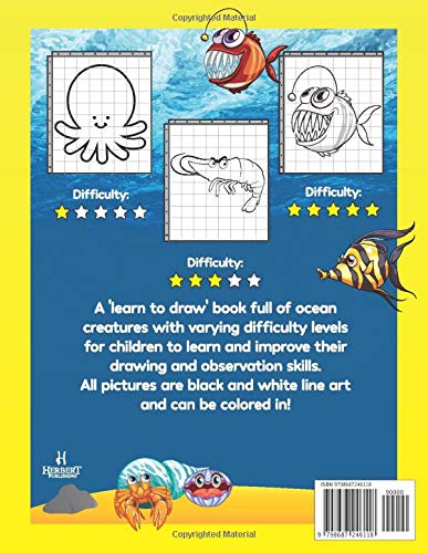 Learn To Draw For Kids Ages 5-7 Ocean Creatures: How to Draw Animals from the Ocean (Drawing Grid Activity Book for Kids) To Develop Observation and Art Skills - Image 2