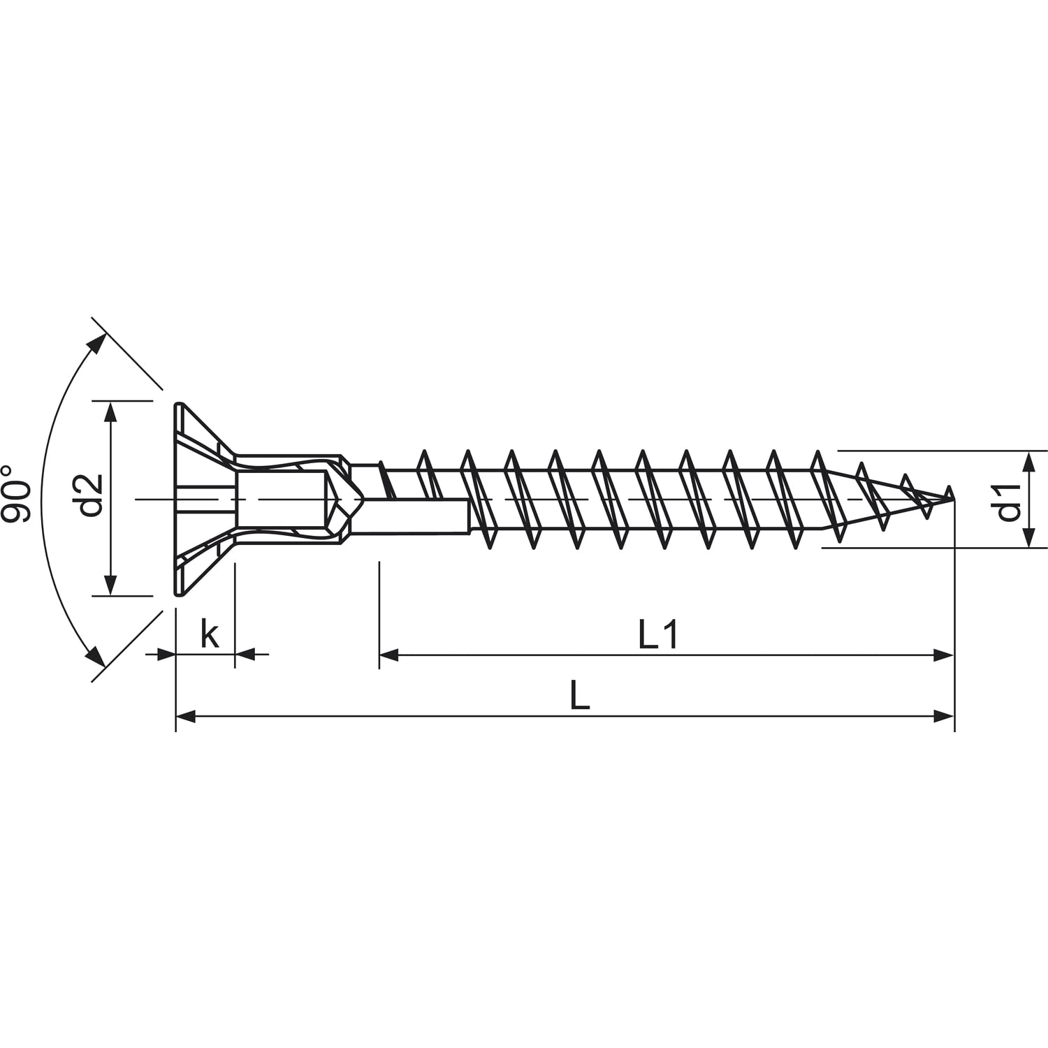 SPAX Universalschraube mit Kopfloch, 4,5 x 50 mm, 500 Stück, Vollgewinde, Senkkopf, Kreuzschlitz Z2, S-Spitze, WIROX - 0271010450505