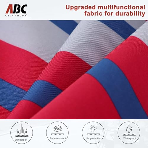 Image of ABCCANOPY Patio Umbrella 7.5ft, Outdoor Table Umbrella with Push Button Tilt and Crank, 6 Ribs Umbrella for Patio Pool Garden Deck (Dark Blue Red Stripes)