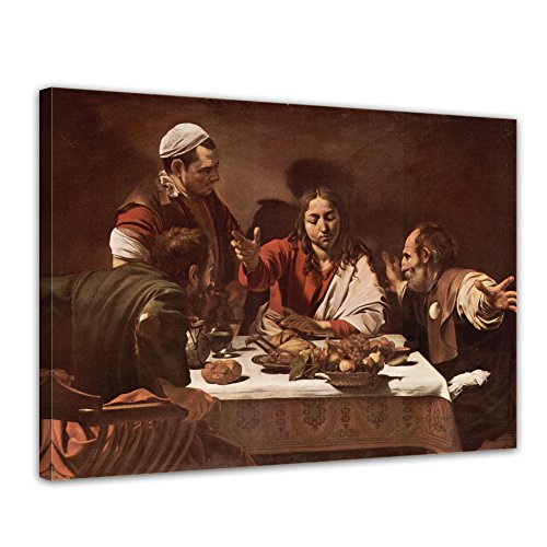 Bilderdepot24 Bild auf Leinwand | Caravaggio - Das Abendmahl in Emmaus in 80x60 cm als Wandbild | Wand-deko Dekoration Wohnung alte Meister | NEU-180213-80x60-dai Cover