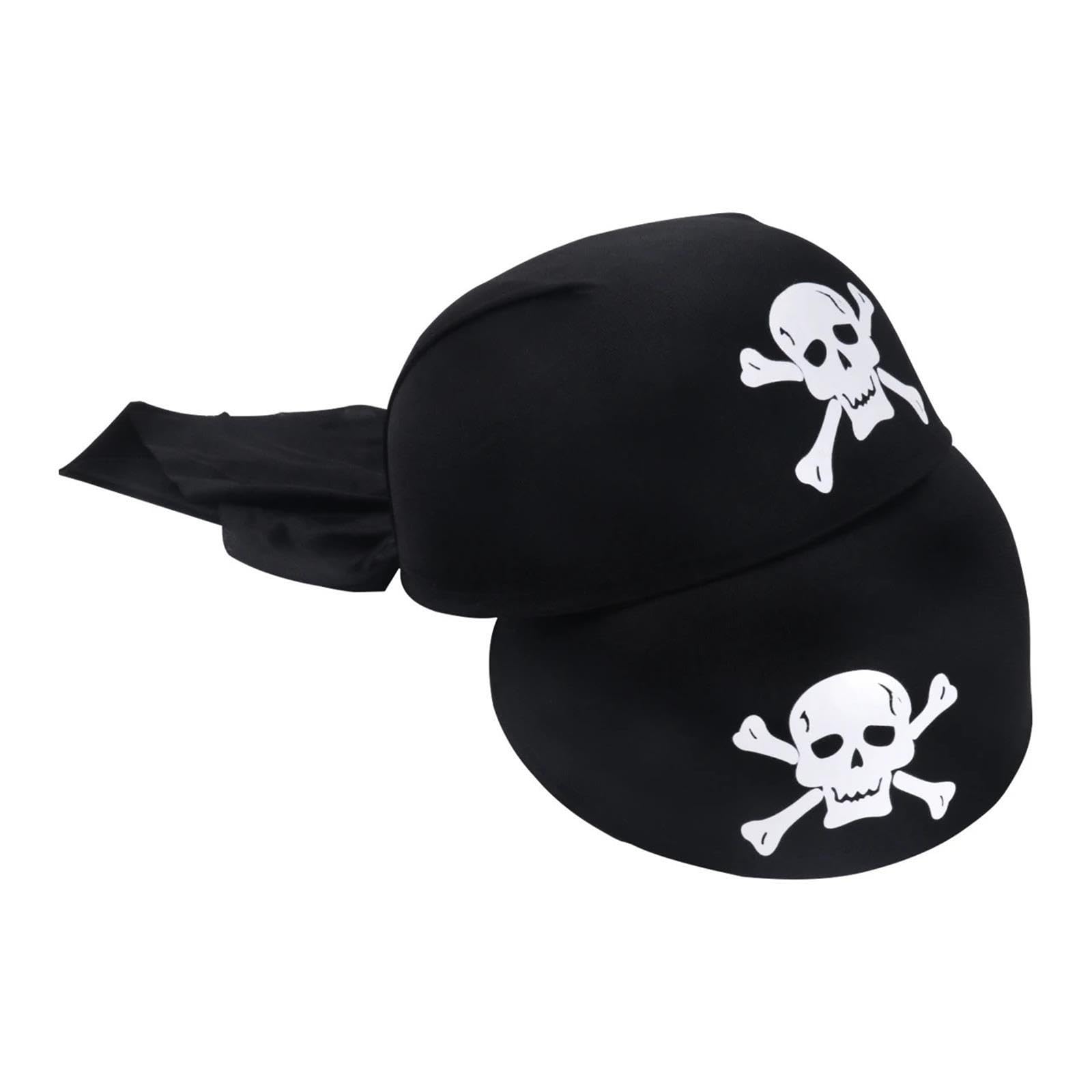 Set 1/2 chapeau pirate tête de mort et cache-œil Halloween