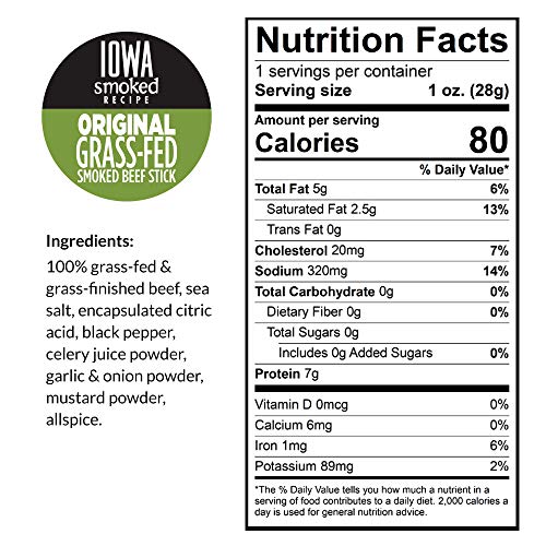 Original, Sogo Snacks Iowa Smoked, No Sugar, 100% Grass-fed/finished, Non-GMO Beef Sticks. No Added Nitrates, Gluten, Soy, MSG, Dairy, Nuts. Keto, Whole30, Paleo Friendly (Original-ISR, 1-oz, 24 Cnt) - Thumbnail 2