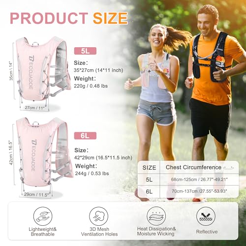 BECOJADDE Running Vest with 1.5L/2L Options