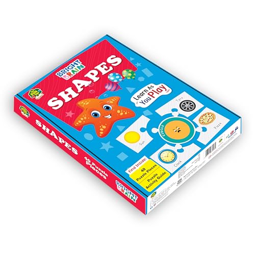 Image of The Book Tree Bright Brain Shapes Puzzle - Learn & Recognise Shapes with 40 Puzzle Pieces - Engaging Activity for Kids Age 3+ - Gift Box by Majestic Book Club