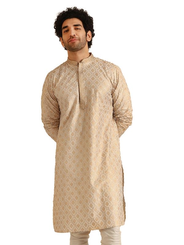 Mens Kurta – Foil Printed Cotton Blend Kurta for Men – Traditional Ethnic Wear for Indian Festivals & Weddings-image-46