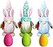 Wichtel für die Oster Deko- 3er-Pack osterzwerg und 3 Ostereier Deko für Zuhause - lustige freistehende GNOME mit Möhre - Mini Wichtel aus Plüsch - Osterwichtel Dekor Ornamente