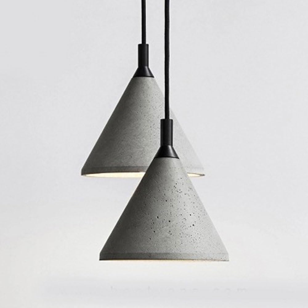 Petit lustre vintage en ciment gris évasé pour décoration salon