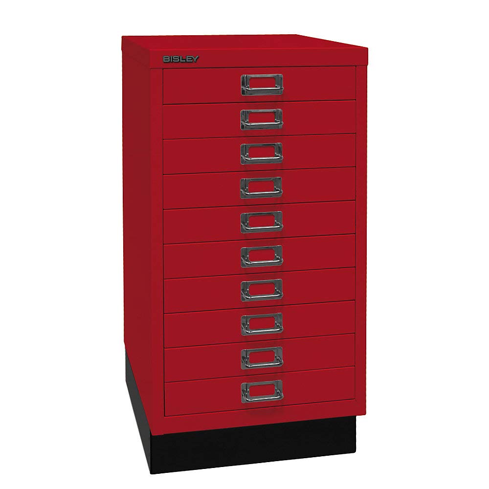 Bisley multid rawer, 29er Serie con Socket, DIN A3, 10 cajones, Metal, 670 Cardenal Rojo, 43.2 x 34,9 x 67 cm