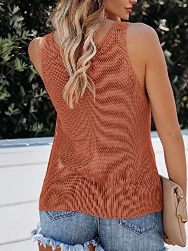 Image of Tutorutor Womens V Neck Sweater Tank Tops Summer Crochet Knit Vest Top