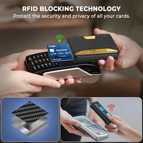 Slim Wallet for Men - Minimalist Mens Wallet with Money Clip, Aluminum Pop Up Card Case and Leather Slots Credit Card Holder RFID Blocking Wallet for Men with Gift Box4
