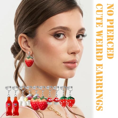30-40 Pairs Clip On Earrings Cute Weird Funny Earring for Women Kawaii Aesthetic Non Pierced Fun Dangle Drop Earring Set…4