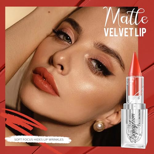 Image of Depuplum Orange Red Lipstick Gradient Matte Lip Liner Combo Women