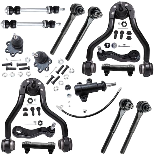 Image of Detroit Axle - 4WD Front End Suspension Kit for Chevy GMC Blazer K2500 K1500 Suburban Yukon Upper Control Arms w /Ball Joints Lower Ball Joints Sway Bars Tie Rods Replacement - 15pc Set