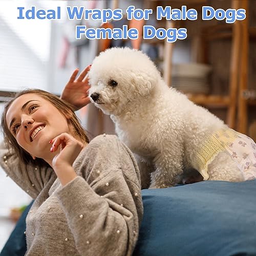 Ambreview Fraldas para Cães Femininas, Fraldas Descartáveis para Cadelas com Cintura Elástica, Envol