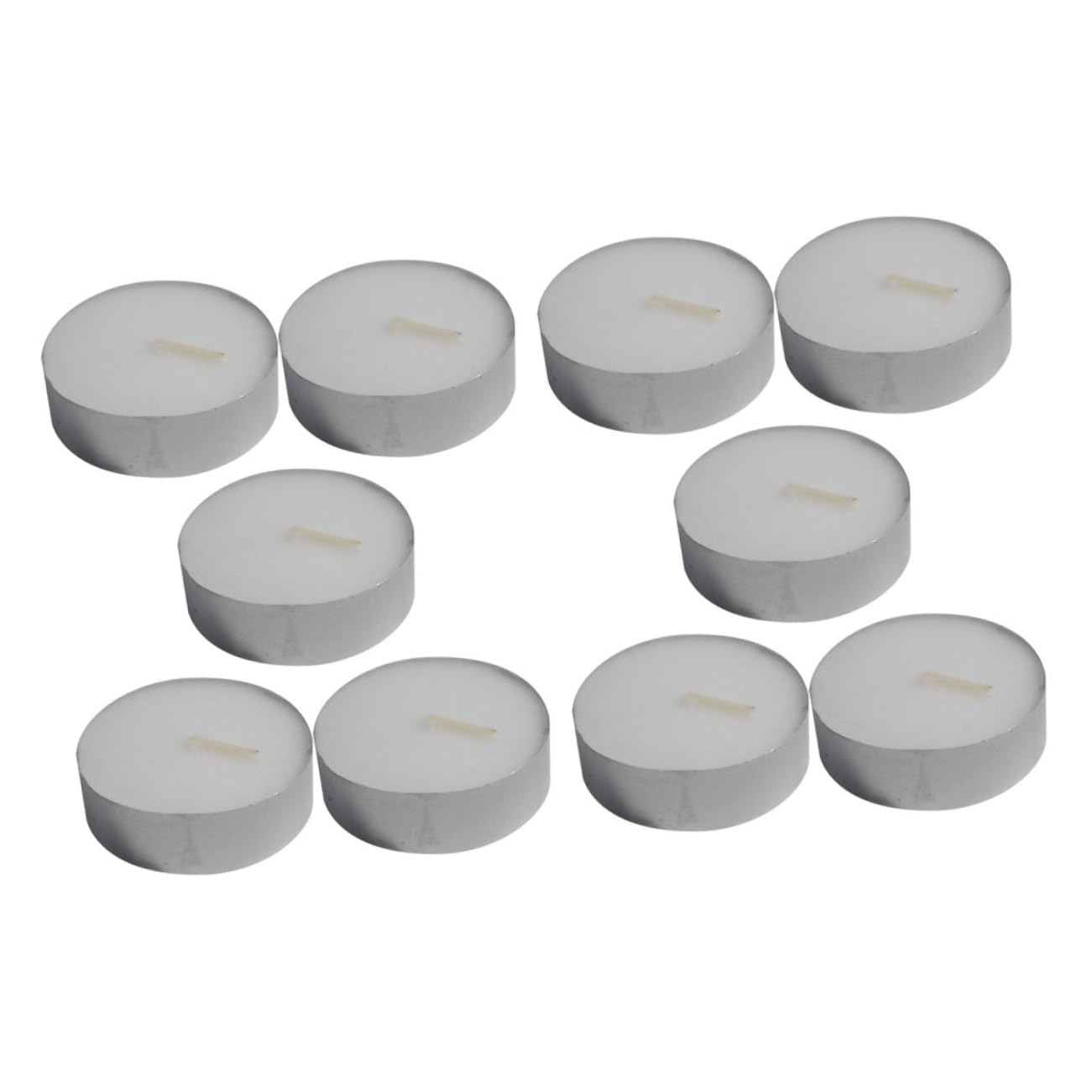 FUNOMOCYA 10 Pack Smokeless White Aluminum Shell Tea Lights Round Home Decor Ideal for Wedding Party Present