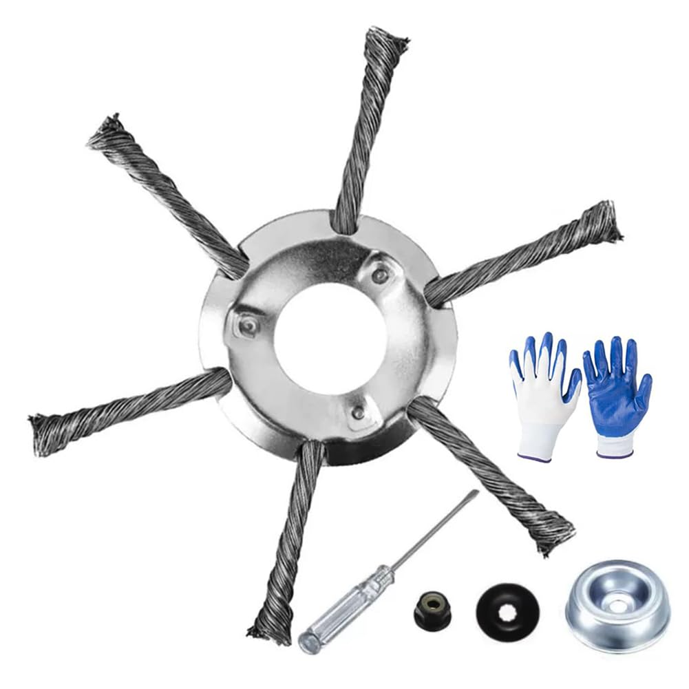 Testa decespugliatore in filo di acciaio per erba, erbacce – Testa mangiatore di erbacce da 20,3 cm con mandrino da 25,4 mm, lama in acciaio al carbonio resistente