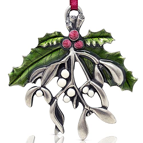DANFORTH - Mistletoe and Holly Christmas Ornament – Handcrafted Pewter
