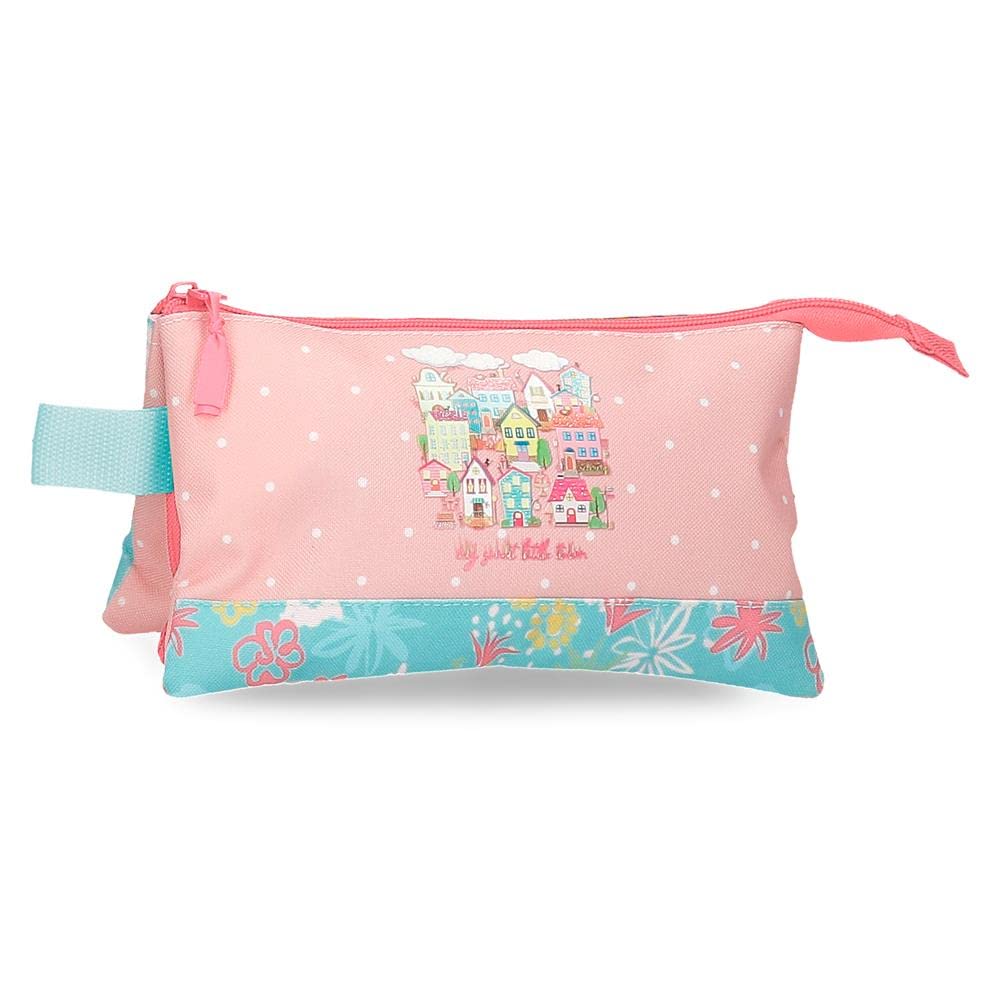 Roll Road My little Town Estuche Triple Rosa 22x12x5 cms Poliéster