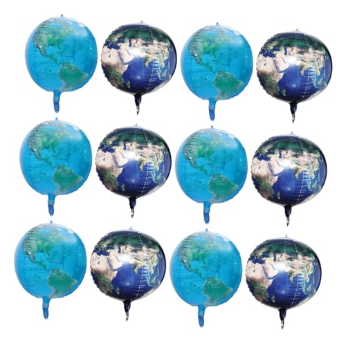 LIFKOME 12個地球アルミフィルムバルーン 球体世界地図プリント 飾り付け用地球記念日パーティー装飾 誕生日旅行テーマイベント用