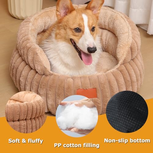 Mateju Hundebett Flauschig Donut, Runden Plüsch Haustierbett Katzenbett Flauschig Weiche Warme Hundekissen mit rutschfest Unterseite Katzenkissen für Mittelgroße Kleine (Bunt,50cm)