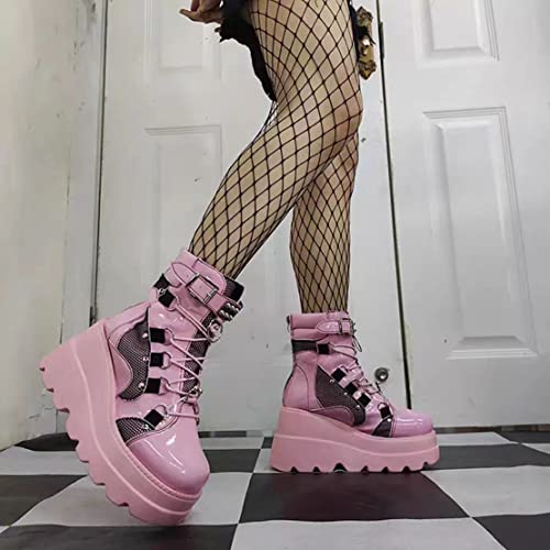Image of Ulalaza Women Mary Jane Dress Pumps Lolita Shoes Cute Platform Gothic Double Ankle Strap Round Toe Chunky Heel Uniform Pumps Shoes Perfect for School Party Business Work Dance Date Night Club