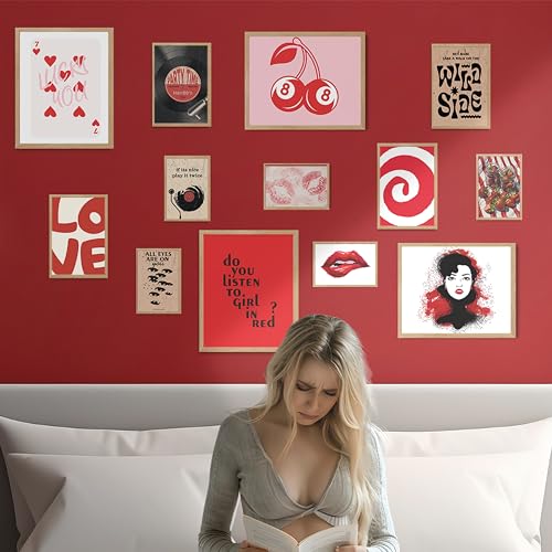 Image of Fardes Downtown Girl Room Decor, Coquette Posters for Dorm Y2K, Vintage Red Wall Art Bedroom Aesthetic, Wall Decor Prints
