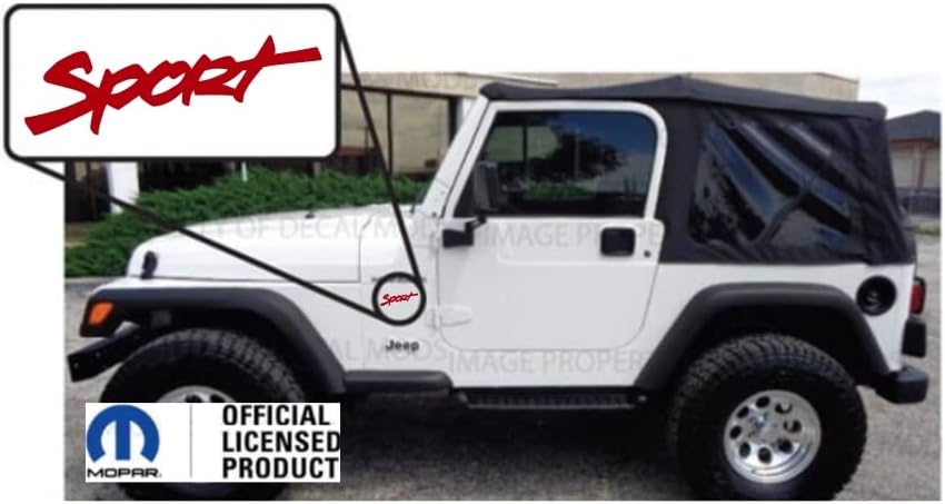 Decal Mods Fender Sport - Logotipo lateral pequeño para Jeep Wrangler TJ (1997-2003) (juego de 2) rojo CR  SJ3Y7