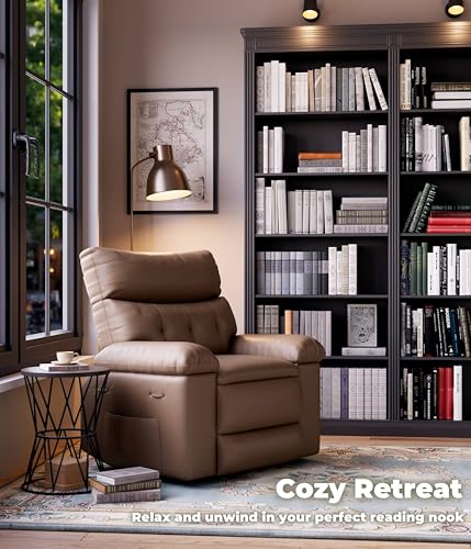 Image of GarveeHome Extra Wide Recliner Chair - PU Leather Oversized Manual Recliner for Adults, Lazy Chair with 1.5X Sponge Comfort Arm and Back for Living Room, Bedroom