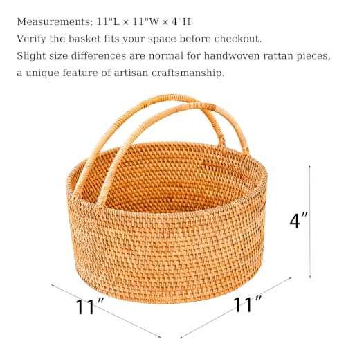Handwoven Rattan Picnic Basket, 11"×11"×4" Rustic Storage - image 2