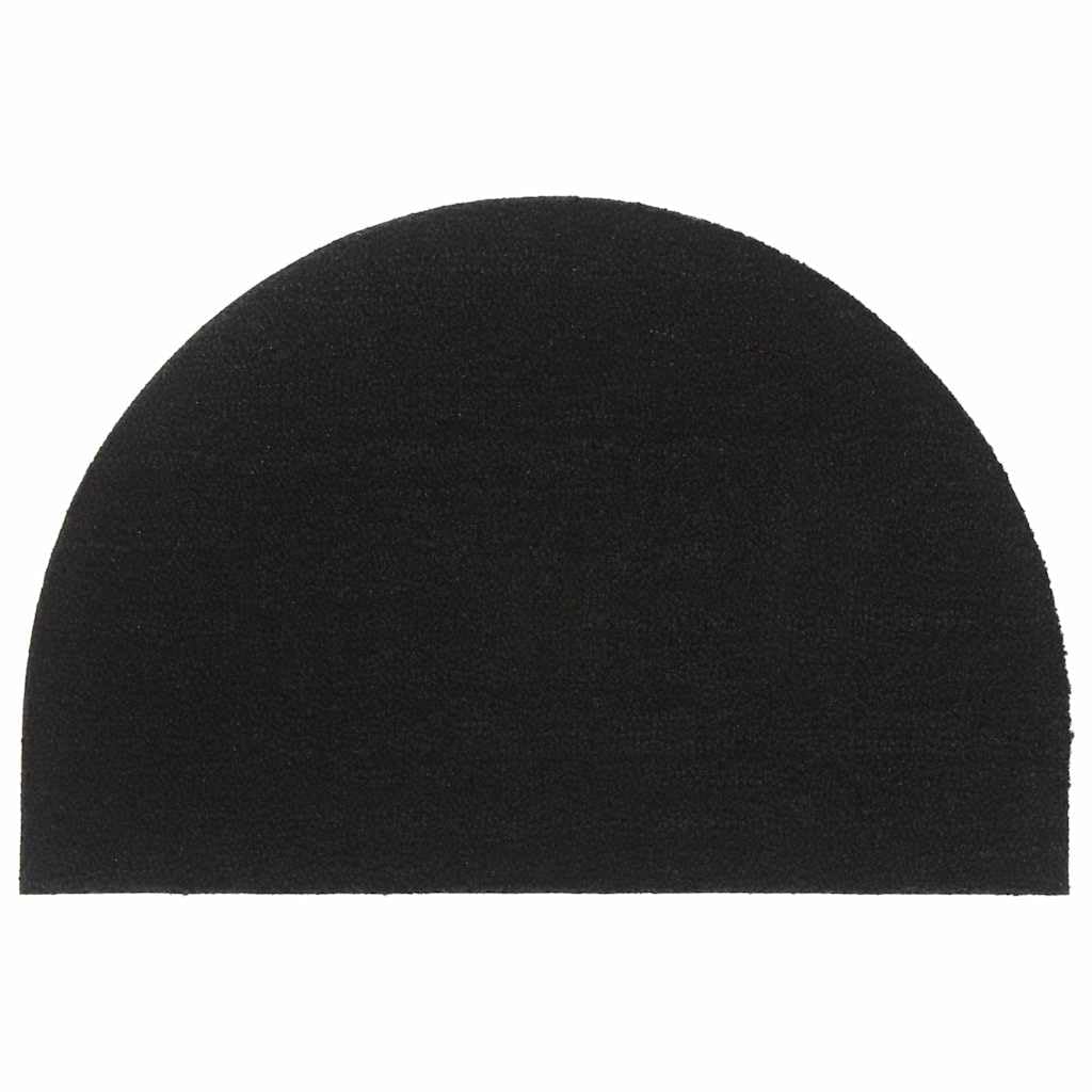 Felpudo negro semicircular 60 x 90 cm fibra de coco con protección antideslizante para entrada, pasillo, pasillo, terraza, balcón, jardín, interior y exterior