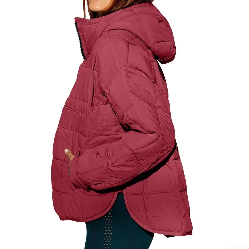 Cappotto da donna con cappuccio e cerniera a maniche lunghe, vestibilità ampia, in poliestere, per l'uso in più stagioni e varie occasioni (L bianco)