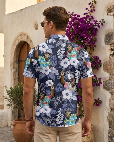 Image of 99TIMORO Fathers Movie Hawaiian Shirt for Men, Characters Button Down Short Sleeve Top, Summer Beach Gifts