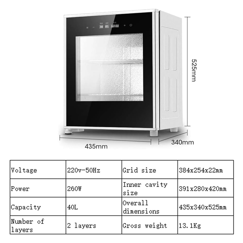 Fermentadora Eléctrica De Masa, Caja De Fermentación De Pan Casera De 40 L con Control De Temperatura, Tiempo Y Humedad Ajustables para Una Fermentación Uniforme