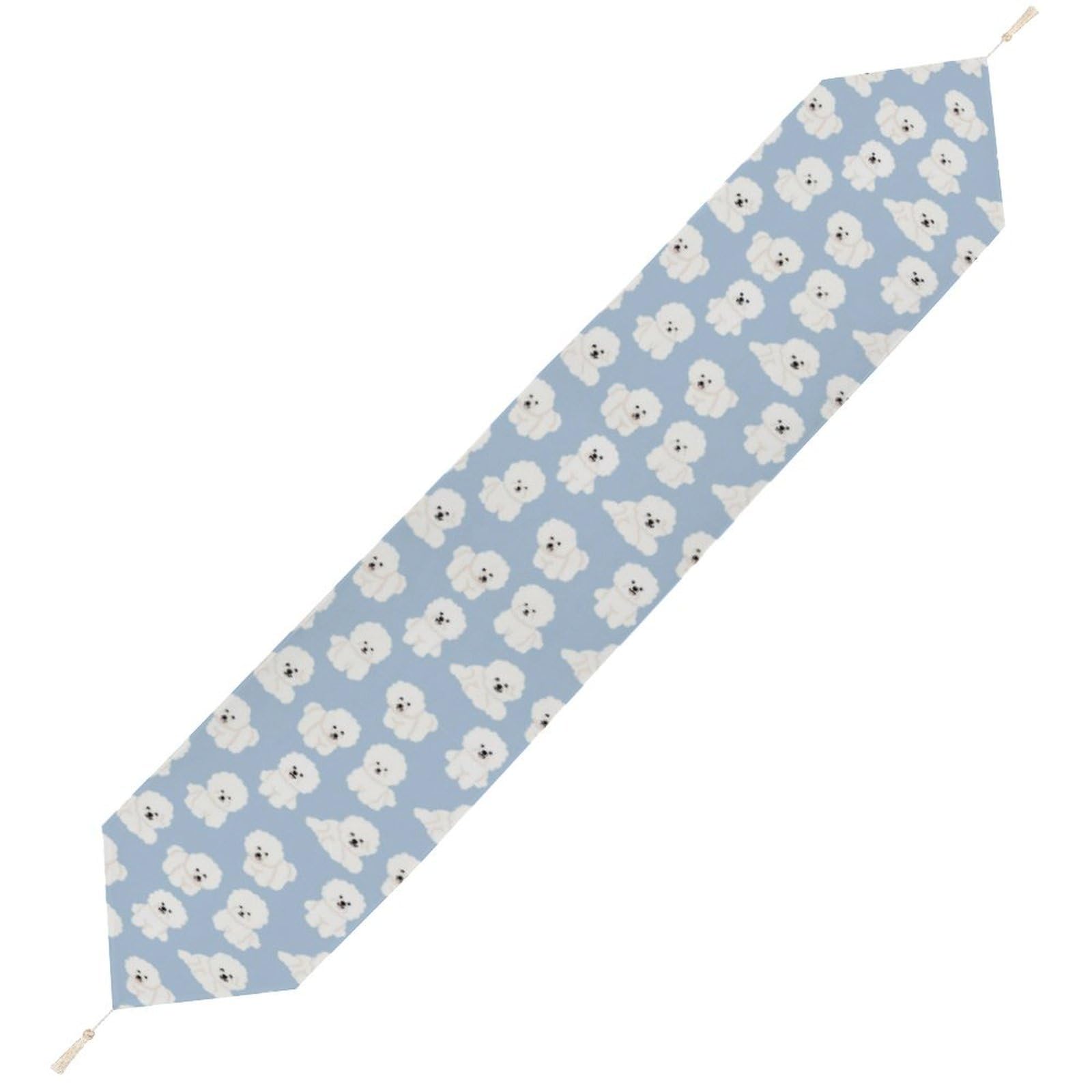JZemdybill 200*33cm Table Runner with Tassel, Bichon Table Runner, Table Decoration for Kitchen, Party, Restaurant