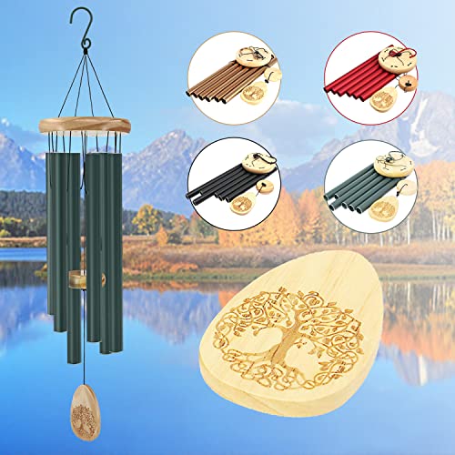 sinfinate Wind Chimes Outdoor, 30 Inches Sympathy Wind Chimes with 6 Metal Tubes Tuned Smoothing Melody, Memorial Wind Chimes for Mom, Wind Chimes for Outside Decoration, Garden, Yard. Green